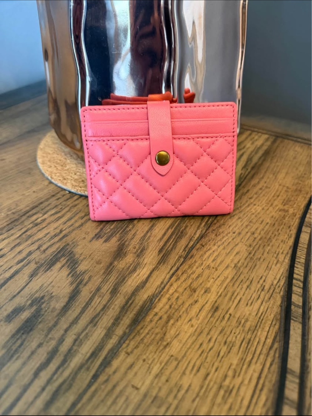 Kurt Geiger Compact Quilted Pink Card Holder Wallet